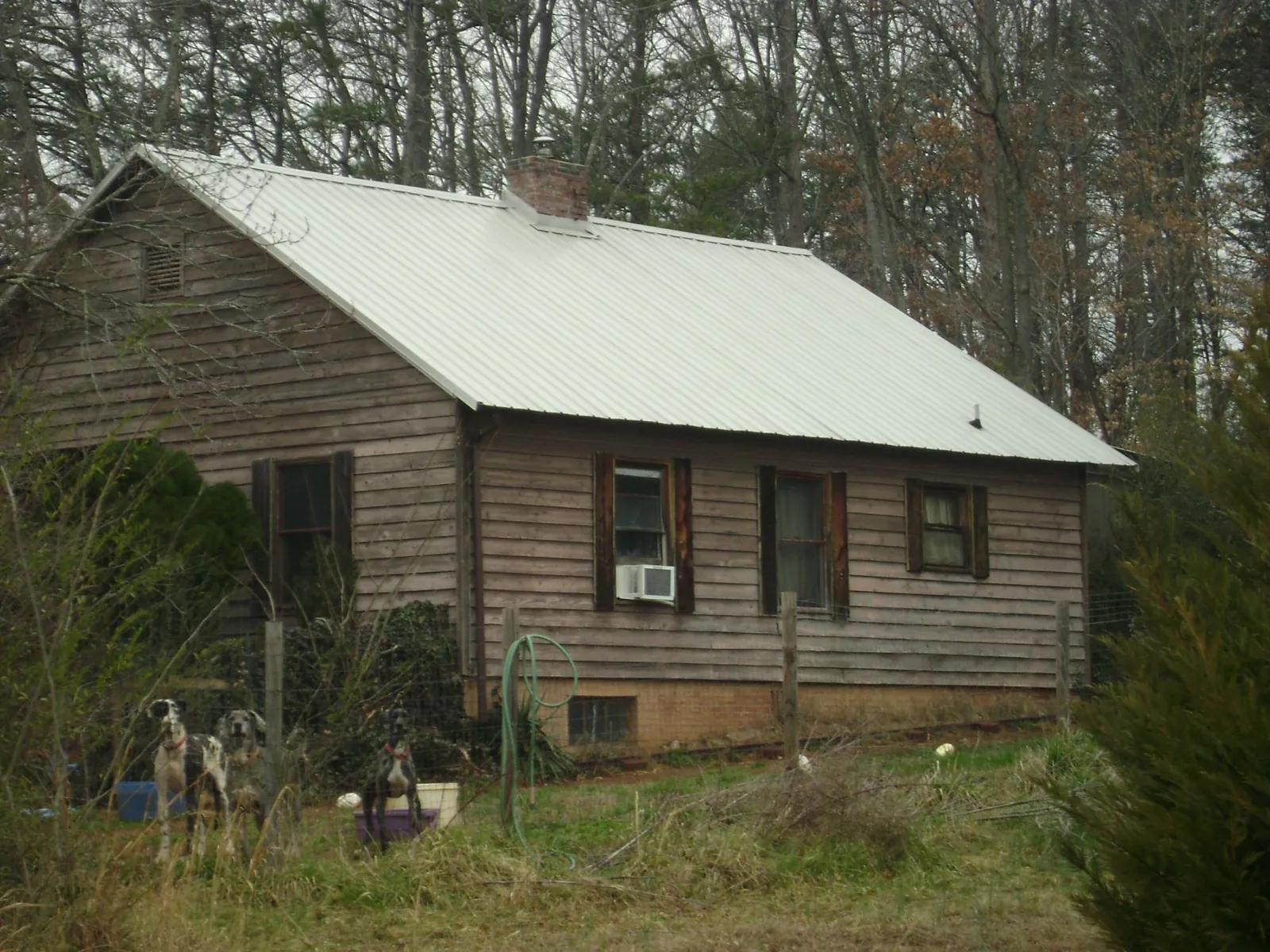 White metal roof on an old wood sided farmhouse, from a Metal Roof Installation job in Princess Anne